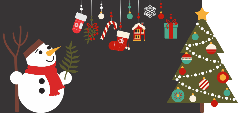 snowman with christmas tree