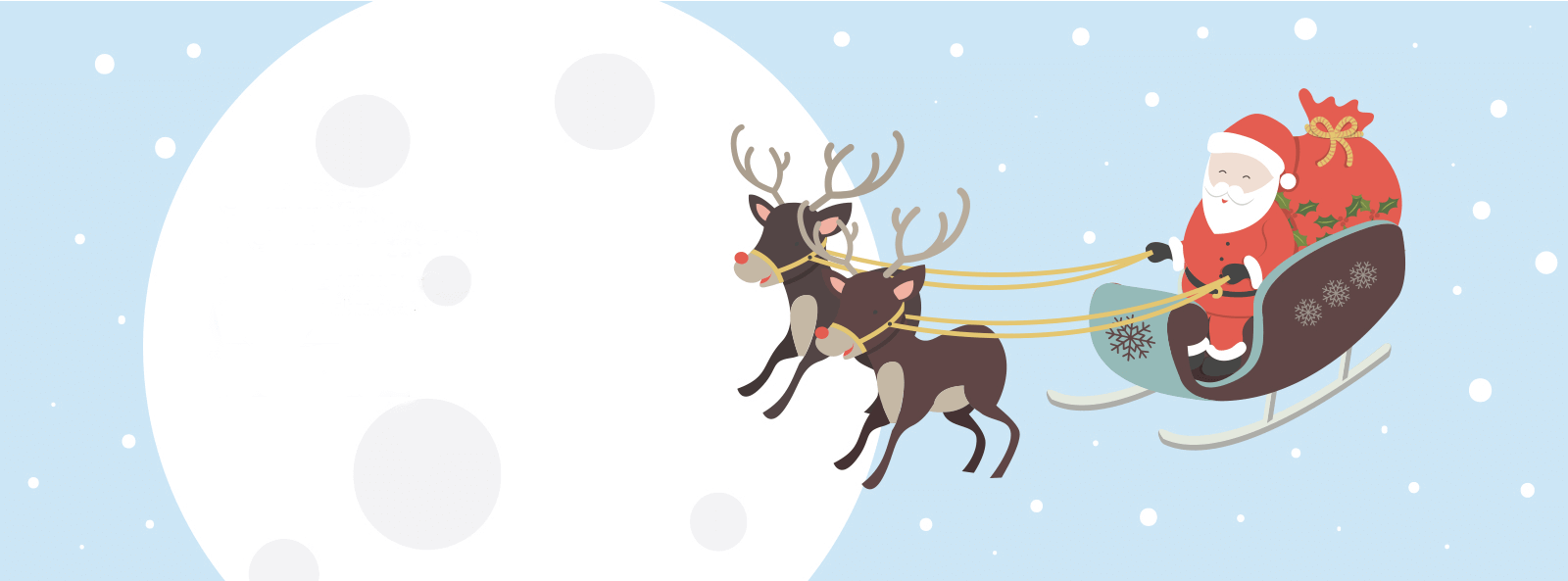 santa with gifts and cart