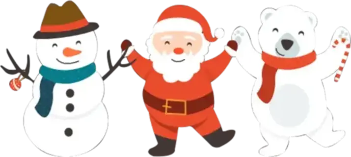 santa with snow and bear